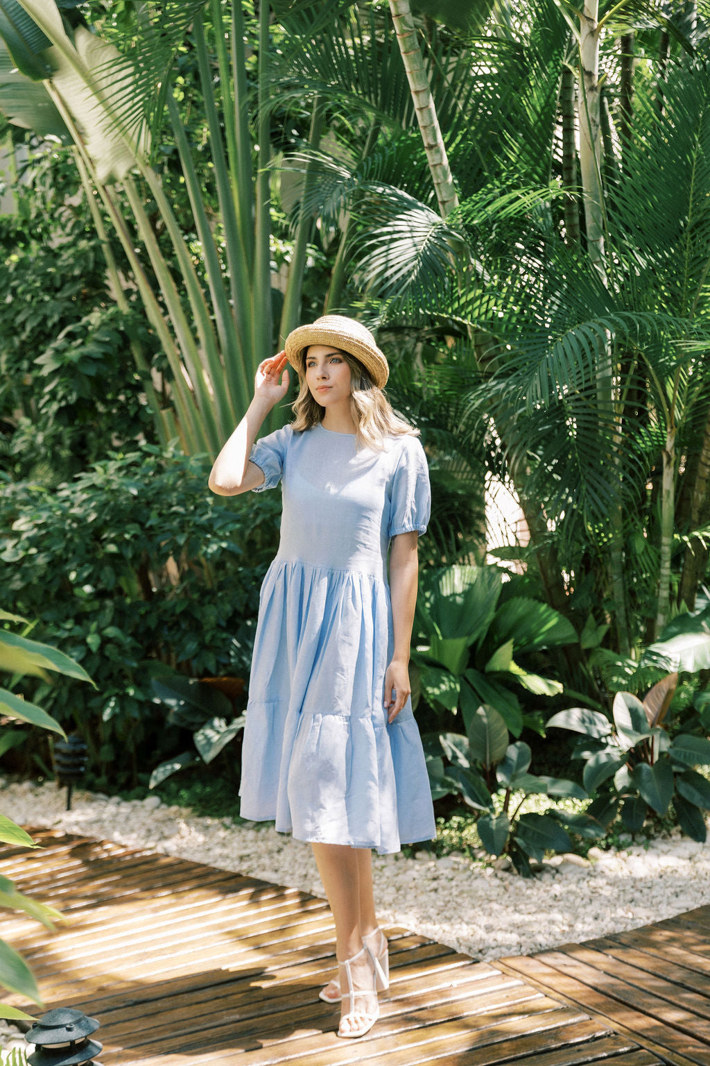 LINEN EVA MIDI DRESS