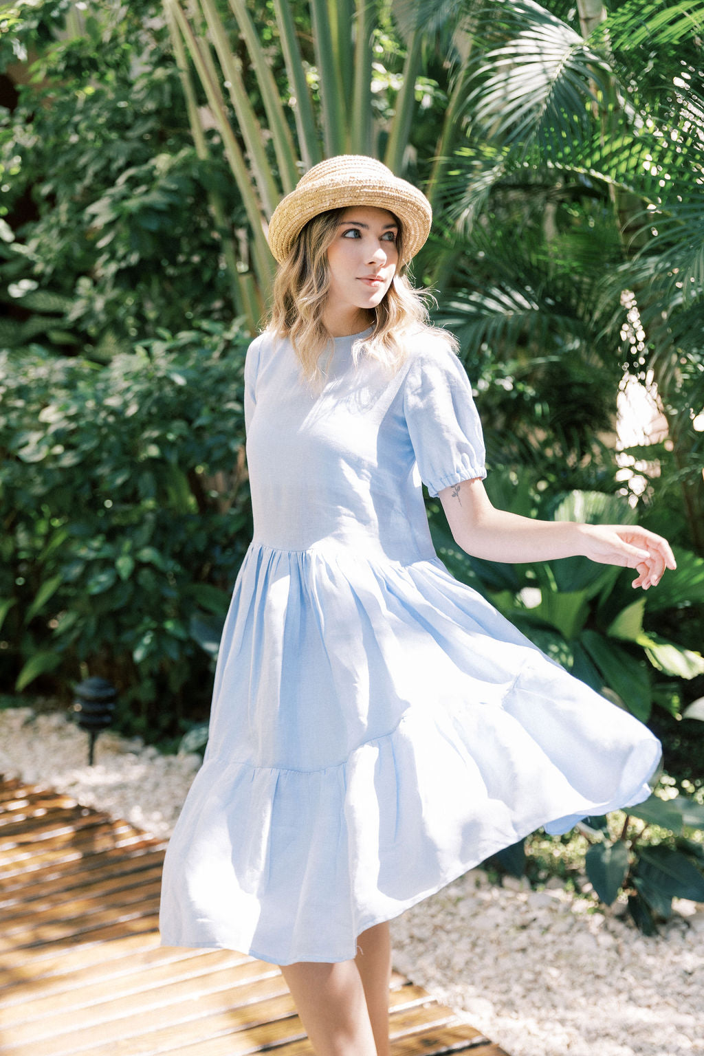 LINEN EVA MIDI DRESS