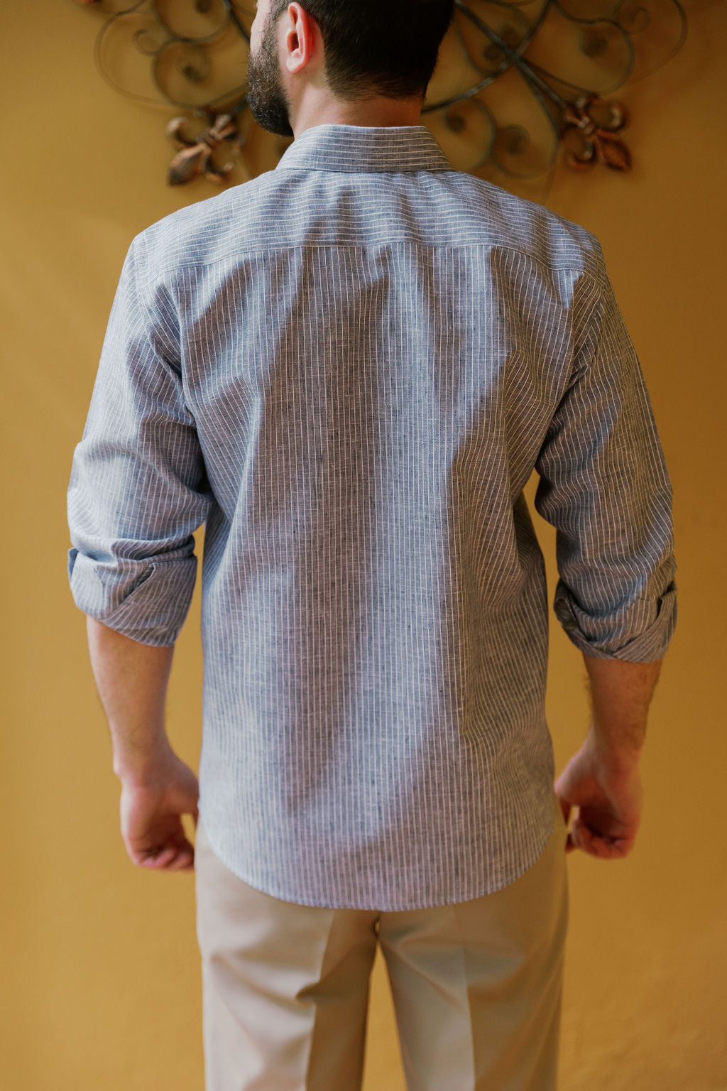 LINEN LONG SLEEVE STRIPE SHIRT