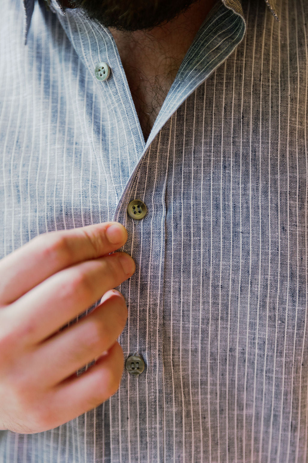 LINEN LONG SLEEVE STRIPE SHIRT