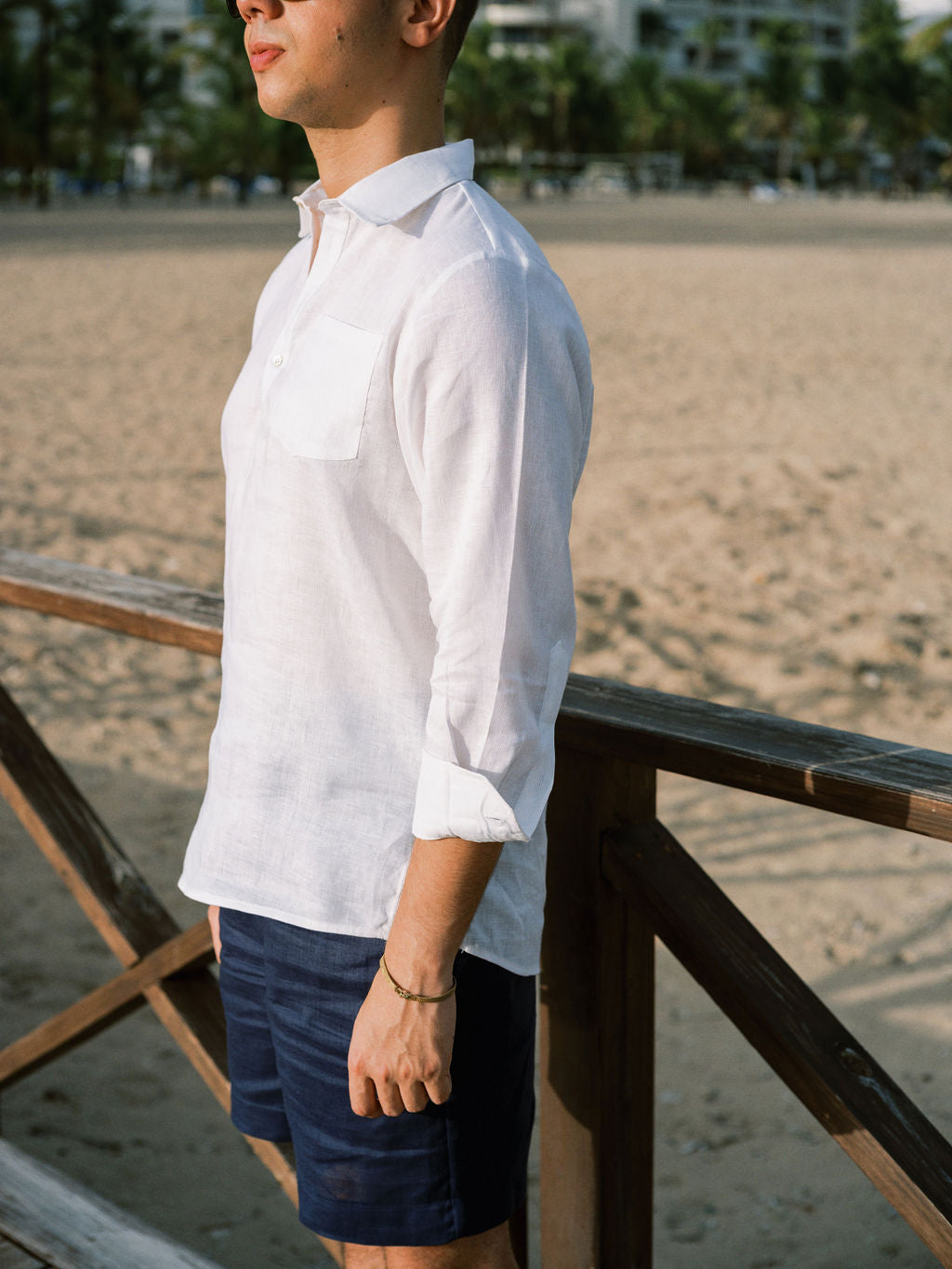 ARIEL LINEN LONG SLEEVE POLOSHIRT